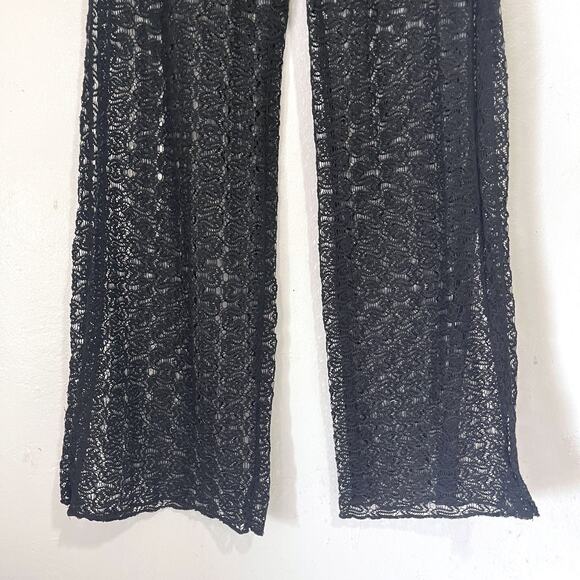 BECCA Lace Crochet See Through Split Leg Swim Cover Up Pants in Black Size M - Picture 6 of 13